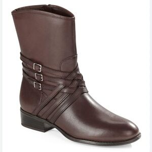 Ralph Lauren women’s dark brown leather short maya boots size 6 GUC‎